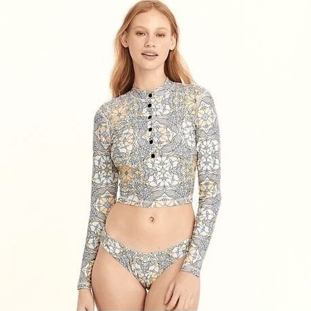 J. Crew Swim Top kaleidoscope print RashGuard Top Size XXS 50+UV